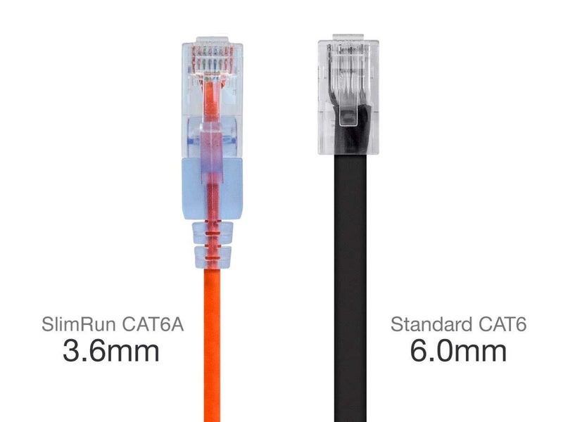Monoprice Cat6A 6in Orange 10-Pk Patch Cable UTP 30AWG 10G Pure Bare Copper Snagless RJ45 SlimRun Series Ethernet Cable - Image 3